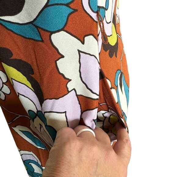 ModCloth S In With Excitement Brown Floral Mock Neck Dress Retro 70s Sleeveless - Picture 2 of 11